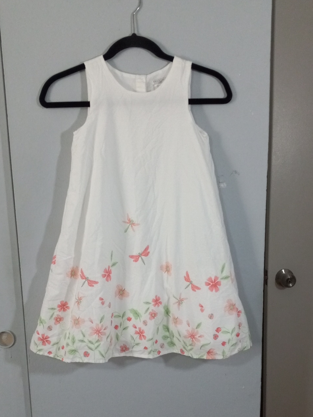 Max Studio White Floral Sundress with Pink & Green Accents